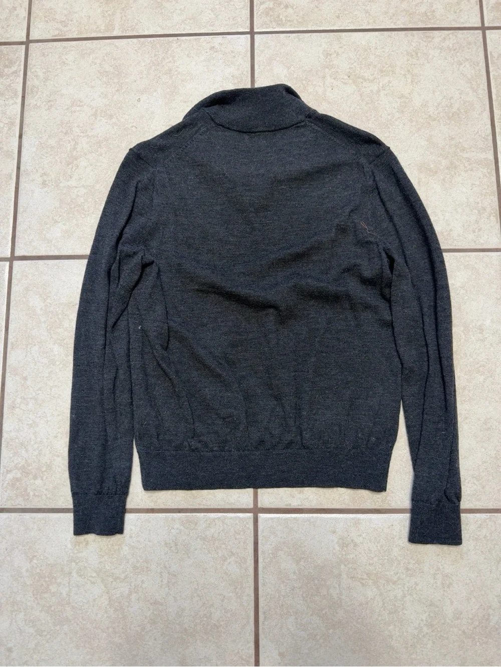 Banana Republic 100% Merino Wool Quarter Zip Sweater Medium Gray